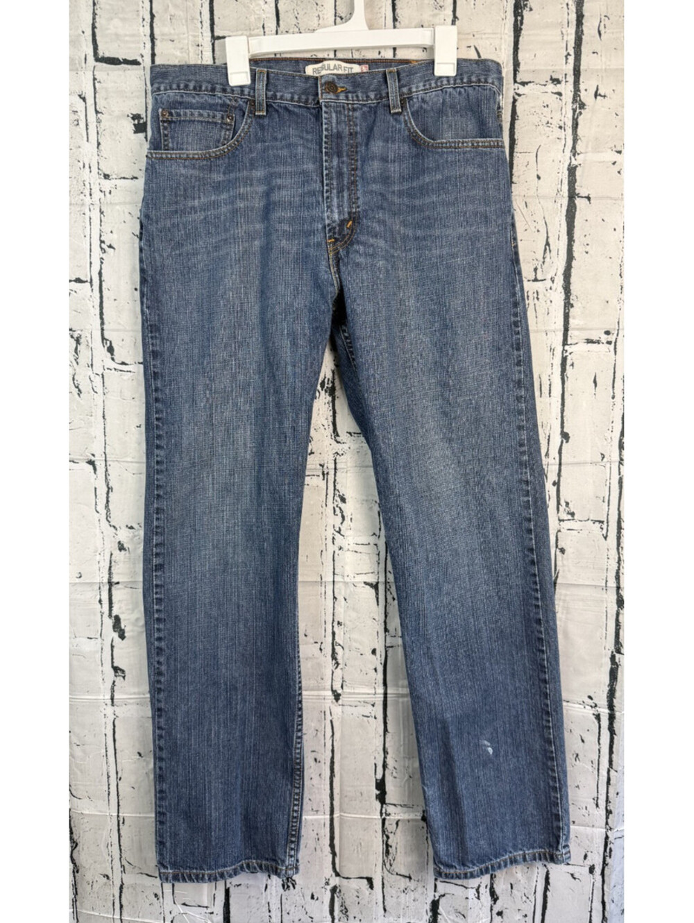 Levis 505 Regular Fit Straight Leg Blue Denim Jeans Mens 38x34 Medium Wash